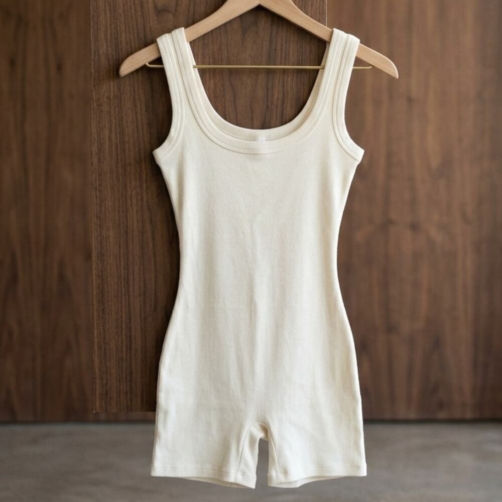 AUTHENTIC SKIMS COTTON RIB ROMPER - PLUS SIZE 4X - BONE
